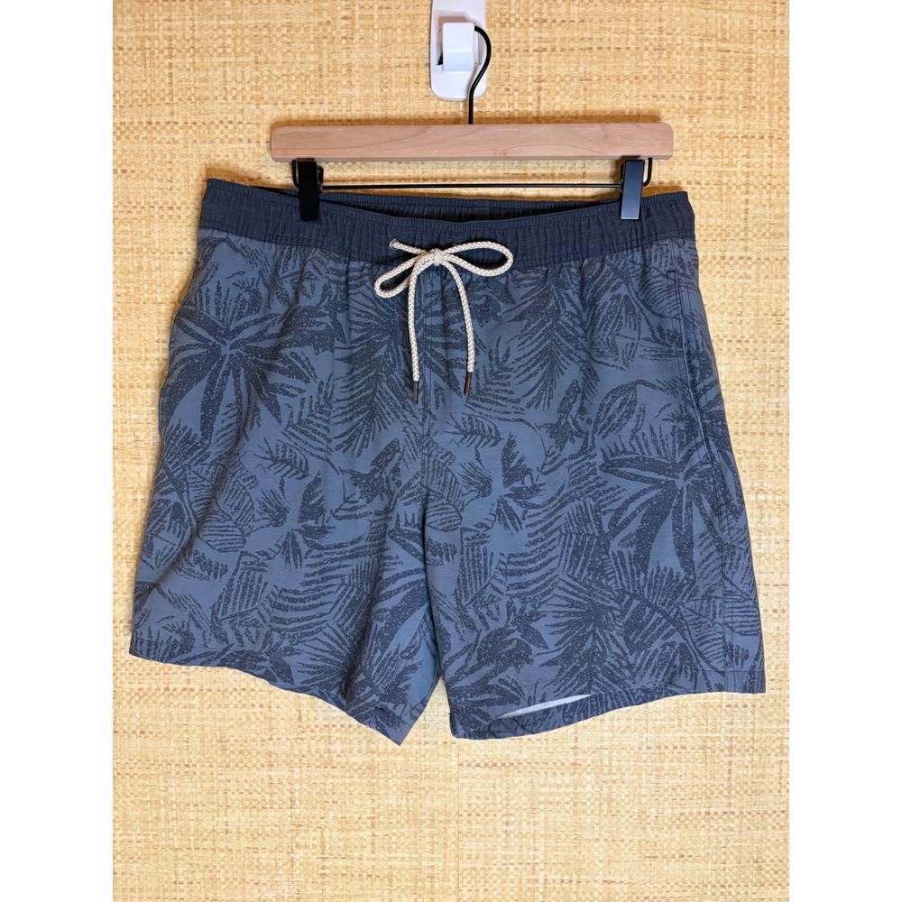 Fair Harbor Mens The Anchor Swim‎ Shorts Gray Palm Leaf Print Size XL Anti-Chafe